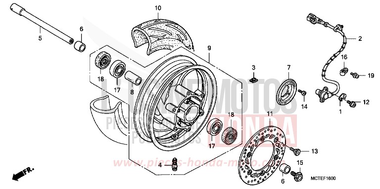 FRONT WHEEL for Silver Wing DELTA BLUE METALLIC (PB358) from 2006